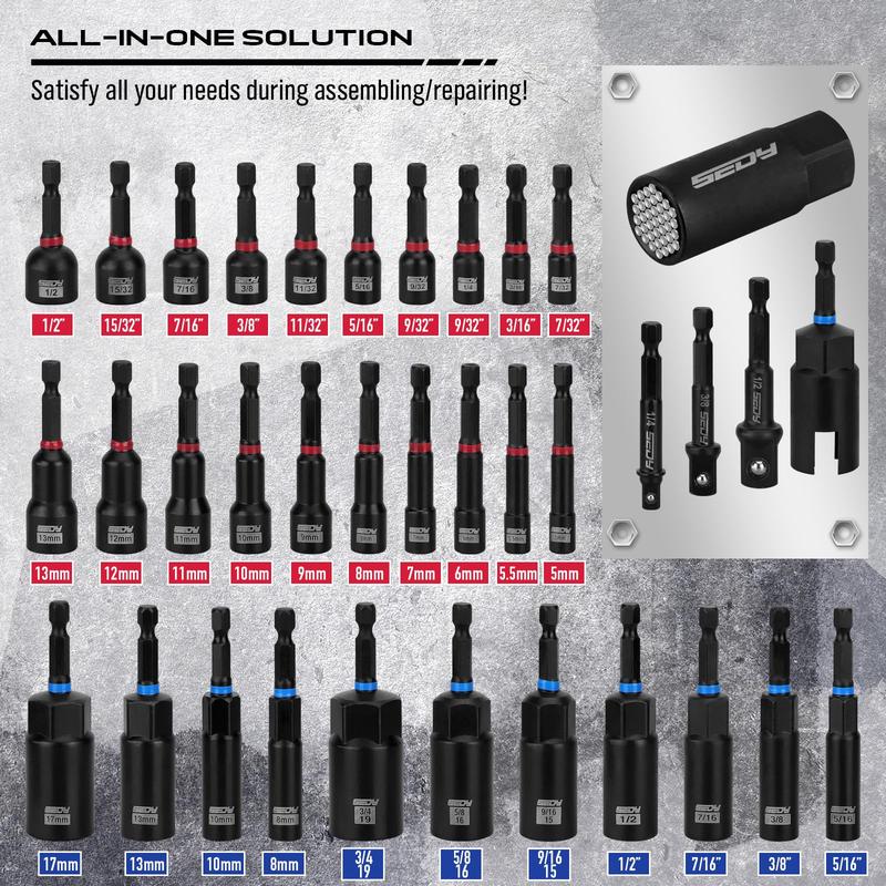 🎉 80-Piece Magnetic Impact Nut Driver Set⚡