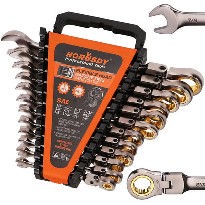 Flex-Head Ratchet Wrench Set, 72T, Metric & SAE, CR-V Gift Box
