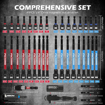 41-Pc 1/4" Magnetic Impact Set